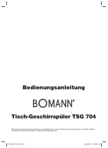 Bedienungsanleitung Bomann TSG 704 Geschirrspüler