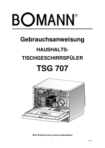 Bedienungsanleitung Bomann TSG 707 Geschirrspüler