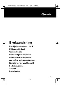 Bruksanvisning Bauknecht KGEA 3209/1 Kjøle-fryseskap