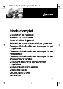 Mode d’emploi Bauknecht KGEB 3500 Réfrigérateur combiné