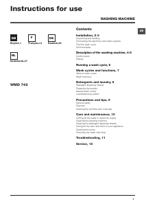 Bedienungsanleitung Hotpoint WMD 752 SK Waschmaschine