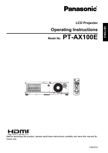 Manual Panasonic PT-AX100E Projector