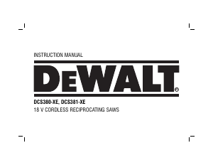 Manual DeWalt DCS380-XE Reciprocating Saw