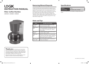 Manual Logik L10DCW21 Coffee Machine