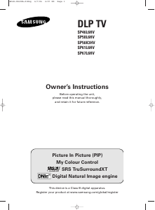 Manual Samsung SP-67L6HVR Television