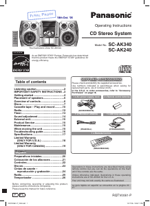Manual de uso Panasonic SC-AK24 Set de estéreo