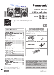 Manual de uso Panasonic SC-AK340 Set de estéreo