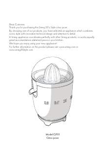 Manual Smeg CJF01PBEU Citrus Juicer