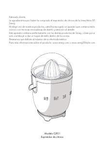 Manual de uso Smeg CJF01PGEU Exprimidor de cítricos