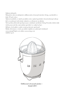 Návod Smeg CJF01WHEU Odšťavovač citrusov