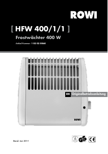 Bedienungsanleitung ROWI HFW 400/1/1 Heizgerät