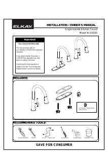 Manual Elkay LK6000 Faucet