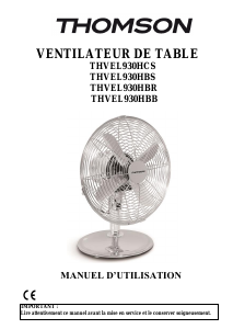 Mode d’emploi Thomson THVEL930HBS Ventilateur