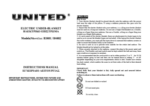 Manual United B-4402 Electric Blanket