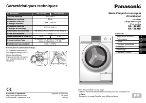 Mode d’emploi Panasonic NA-140XR1 Lave-linge