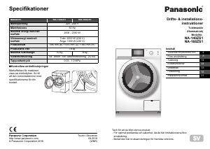 Bruksanvisning Panasonic NA-140ZS1 Tvättmaskin