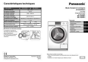 Mode d’emploi Panasonic NA-168XR1 Lave-linge