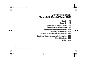 Handleiding Saab 9-5 (2008)