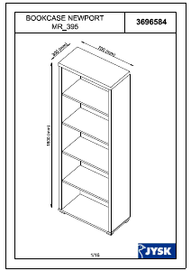 Посібник JYSK Gesten (70x180x30) Книжкова шафа