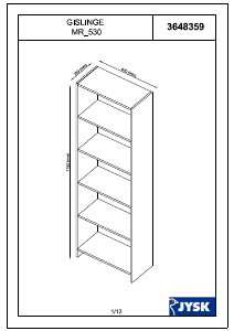 Hướng dẫn sử dụng JYSK Gislinge (67x175x25) Tủ sách