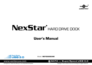 Manual Vantec NST-D300S3-BK NexStar Hard Drive Dock