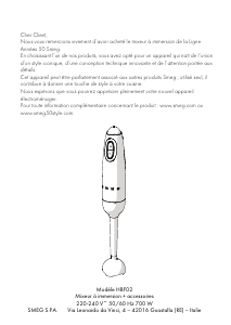 Manuale Smeg HBF02BLEU Frullatore a mano