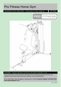 Manual Pro Fitness 237/4693 Multi-gym