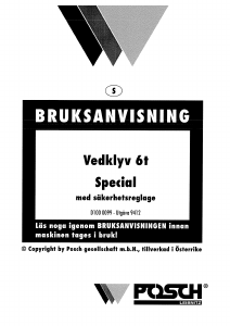 Bruksanvisning Posch 6t Special Vedklyv