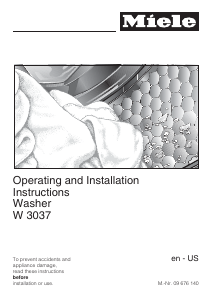 Manual Miele W 3037 Washing Machine