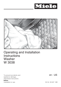 Manual Miele W 3038 Washing Machine