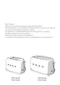 Manual Smeg TSF01RDEU Toaster