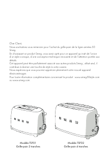 Mode d’emploi Smeg TSF01SSEU Grille pain