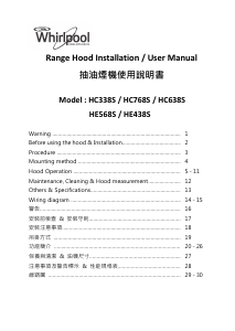 Manual Whirlpool HC768S Cooker Hood
