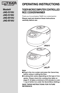 Handleiding Tiger JAG-B10U Rijstkoker