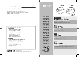 Manual Tiger JBA-A10G Rice Cooker