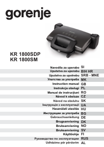 Bruksanvisning Gorenje KR1800SDP Smörgåsgrill