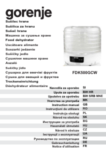 Mode d’emploi Gorenje FDK500GCW Déshydrateur