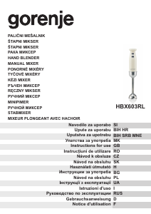 Mode d’emploi Gorenje HBX603RL Mixeur plongeant
