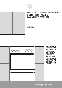 Bruksanvisning Gorenje EC8615WB Komfyr