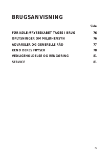 Brugsanvisning Ignis AFE 276 Fryser