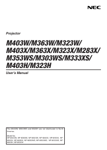Manual NEC M363X Projector