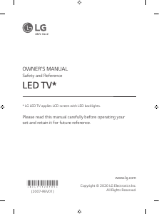 Handleiding LG 75NANO796NF LED televisie