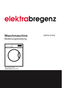 Bedienungsanleitung Elektra Bregenz WAFN 81630 Waschmaschine
