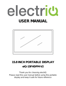 Manual ElectriQ eiQ-15FHDPM-V2 LED Monitor