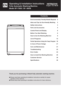 Manual Hitachi SF-80XB Washing Machine