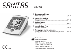 Onderbreking Keizer seksueel Handleiding Sanitas SBM 30 Bloeddrukmeter