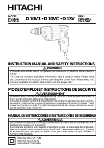 Manual de uso Hitachi D 10V1 Taladradora de percusión