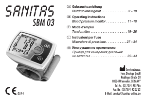 Manual Sanitas SBM 03 Blood Pressure Monitor