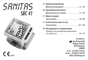 Manual de uso Sanitas SBC 41 Tensiómetro