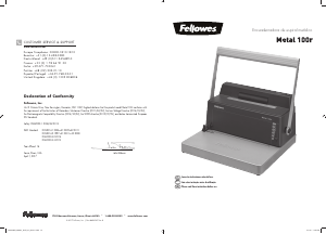 Manual de uso Fellowes Metal 100r Encuadernadora